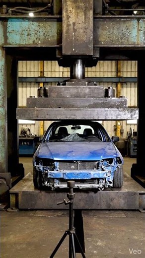 crushing Car with hydrolic machine #car #crushing #shorts