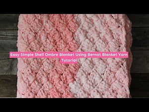Bernat Baby Blanket Yarn Shell Crochet Pattern Pink Super Chunky Chenille