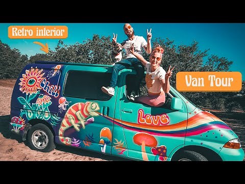 CRAZY HIPPIE VAN TOUR DIY CONVERSION| with crazy couple and epic retro interior