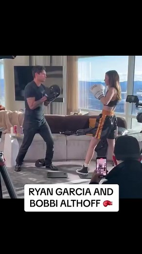 Ryan Garcia and Bobbi Althoff Boxing Pad Work in Vegas