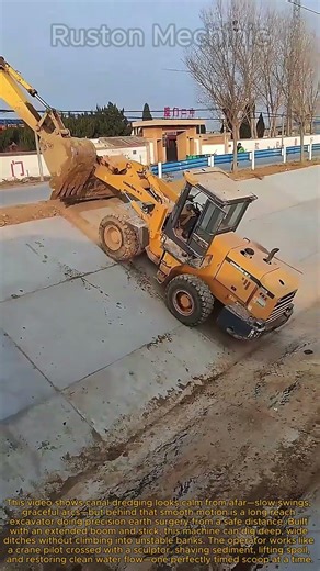 EPIC Ditch Digging Work with a Long Reach Excavator: Long Reach Excavator Dredging Canal