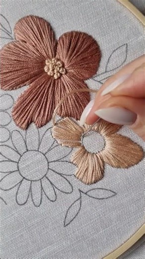 Satin stitch flower petals embroidery 🌸 #embroidery #handmade #tutorial #diy #art #craft #stitch