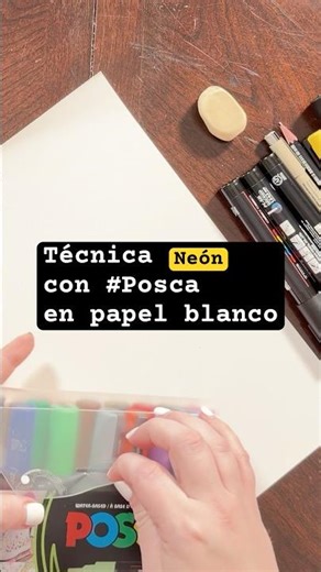 Técnica neón con Posca en papel blanco 🎨 | patito de hule