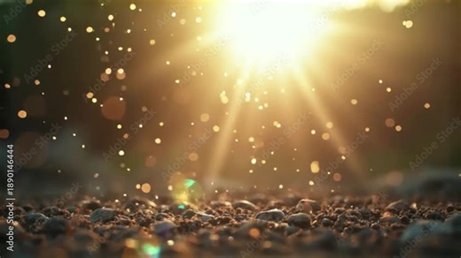Golden Hour Light Particles Dancing Above Ground Concept Video