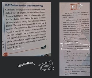 The net force due to surface tension on the sliding wire due to... | Filo