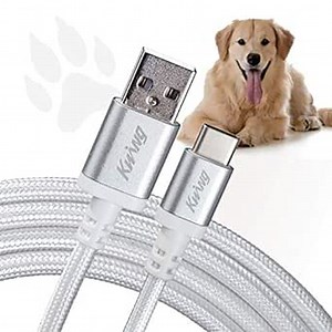USB-A to USB-C, Pets Friendly Chew Resistant, Type C Fast Charging Cable, Anti Bite, Bulletproof-Level Fiber Braided, 5V 3A, for iPhone, iPad, Switch, Pixel, Samsung, White, 4ft, 1 Pack