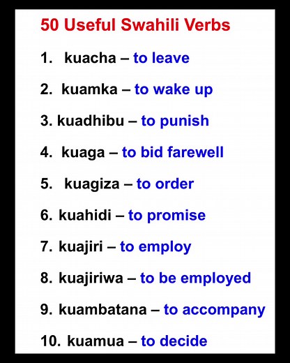 50 Useful Swahili Verbs | Learn Swahili with Abdulkarin