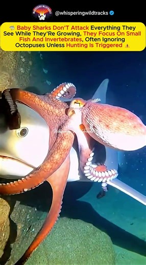 Incredible Underwater Friendship: Shark and Octopus Play Together #wildlife #shorts