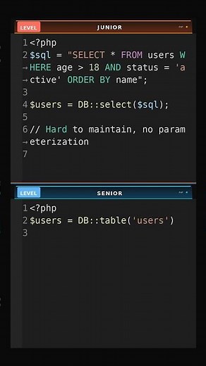 Query-Builder-Raw-SQL-vs-Query-Builder #professionaldeveloper
