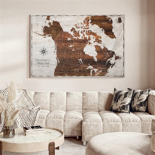 Light Wooden Push Pin Canada Map - Etsy