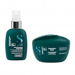 ALFAPARF MILANO Semi di Lino Reconstruction Reparative Mask and Anti-Breakage Fluid Set for Damaged Hair - Repairs, Reconstructs, Strengthens - Adds Shine and Softness