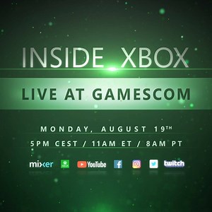 Inside Xbox returns LIVE from Gamescom 🔥🇩🇪 Tune in August 19th @ 4pm for news on: ⚙️ Gears 5 Horde Mode 👻 Ghost Recon Breakpoint MP Reveal 🌙 Destiny 2: Shadowkeep 😈 Empire of Sin 🍗 PUBG 🐸 Battletoads ⏳ Age of Empires 😱 Blair Witch AND MORE?! ➡️ Mixer.com/Xbox | Xbox UK