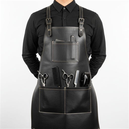 Barber Leather Apron Black Genuine Leather With Pockets, Personalized Leather Work Apron, Professional Barber Gifts - Etsy