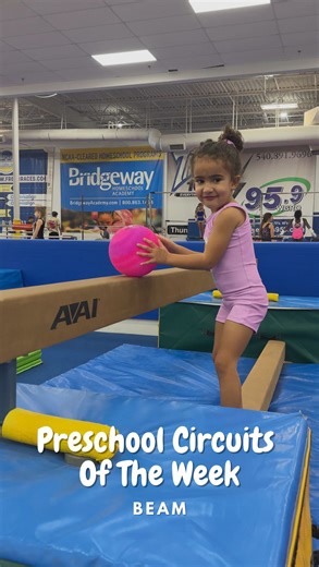 Preschool Beam This Week 💫 Our preschoolers are carrying one bouncy ball throughout the entire beam circuit this week! This helps with their balance, coordination, and of course, confidence! #paragonproud #gymnastics #playtolearn #balance #coordination | Paragon Gym for Kids