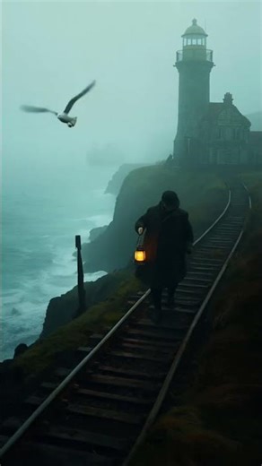 Lighthouse in the Fog | Atmospheric Coastal Animation with Moody Cinematic Ambience #FoggyCoastline