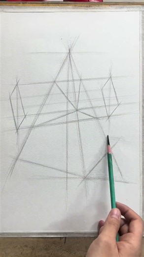 Charcoal Drawing Study | Intersecting Forms Construction with Rectangular Solids