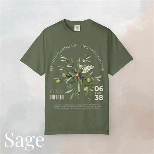 Inspirational Olive Branch T Shirt Luke 6:38 Garment-dyed Cotton Tee - Etsy