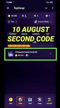 TapSwap Code Today | 15 Powerful Secrets To Get Rich | TapSwap 10 August All Mission Code