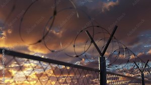Wire barbed fence at jail prison