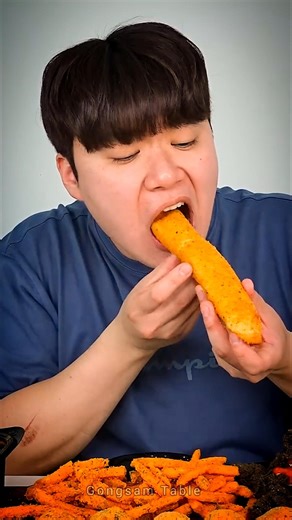 EATING SPICY FIRE NOODLES WITH CHEESE STICK, CHEESE BALL & CRISPY FRIED CHICKEN #shorts #mukbang