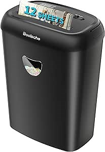 Woolsche Paper Shredder,12-Sheet Cross Cut with 6.6-Gallon Basket, High Security Level P-4,3-Mode Design Shred Card/CD/Staple/Clip,Heavy Duty Shredder,Jam Proof System for Office