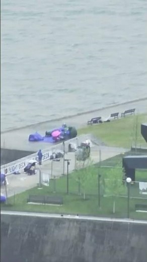 Umbrellas down by the Ohio River for Thunder Over Louisville #weather #kentucky