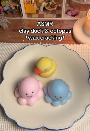 Relaxing Wax Cracking ASMR with Clay Duck and Octopus