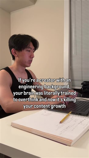 Engineering has severe consequences for mistakes - A bridge collapses A factory explodes A plane crashes But posting a bad video online won’t hurt anyone. As someone with a degree in electrical engineering, I used to overthink every single video idea and ended up scrapping them all because I didn’t think they would go viral. But content creation requires volume, trial and error, and incremental improvements over perfection. The sooner you post the “wrong” thing, the sooner you figure out what th