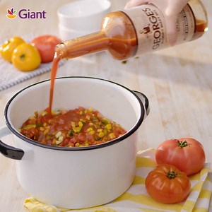 Spice up your summer by making gazpacho with a George’s Bloody Mary Mix base and local tomatoes! 🍅 | Giant Food