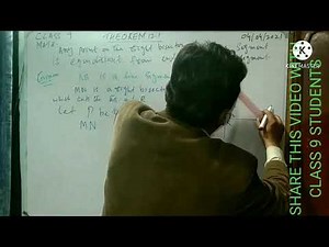 LECTURE #93 THEOREM 12.1 ANY POINT ON THE RIGHT BISECTOR ... THE SEGMENT. CLASS 9 MATH .