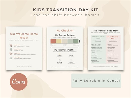 Kids Transition Visual Schedule | Co-parenting Routine Planner & Custody Tracker | Editable Canva Template - Etsy