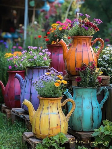 Teapot garden planters. How beautiful! 😻 | Artistic Imaginings