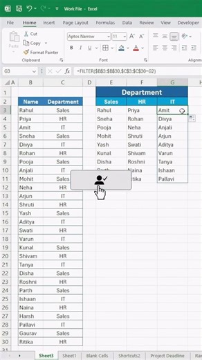 How to make a department-wise list in Excel? (The Smart Way) #munimmasterclass #exceltips #shorts