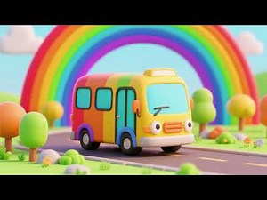 🌈 Color Bus Goes Round the Rainbow | Colors Nursery Rhymes & Kids Songs 🎶