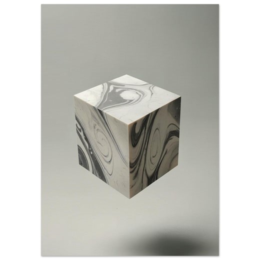 3D Marble Cube Poster – Monochrome Geometric Wall Art – Floating Cube – Minimal Modern Print - Etsy