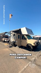 What do you think of this Ford Dutchmen (The Flying Dutchman) camper conversion? This is a DIY conversion & features a beautiful interior space, including a custom couch with storage underneath; a live edge table; a small kitchen with an induction cooktop, a mini-fridge, a microwave, a sink, & some storage space; a small bathroom with a shower & toilet; & a bed above the cab! Where would you travel in this camper? #campervan #camper #camperlife #overland #tinyhouse | Dream Big Live Tiny Co.