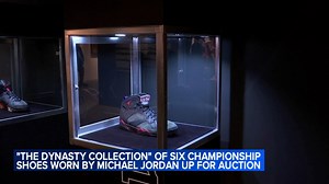 Shoes worn by Michael Jordan in 6 NBA Championship clinching games up for auction in New York City