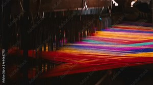 Traditional Mexican way of making cloth with colorful fabric.