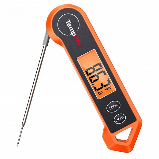 TempPro TP19H Waterproof Digital Meat Thermometer for Grilling with Ambidextrous Backlit and Motion Sensing Kitchen Cooking Food Thermometer for BBQ Grill Smoker Oil Fry Candy Thermometer (Formerly T