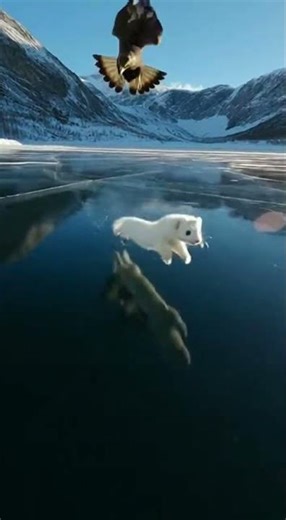 🥶 Weasel Escapes a Golden Eagle on a Frozen Lake! #eagle #weasel #frozenlake
