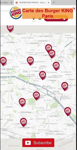 Carte des Burger KING sur Paris