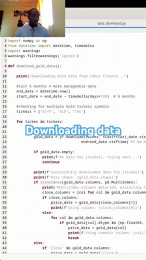 How to download data using yfinance #gold