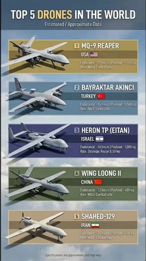 Top 5 Drones in the world #drones #airforce #military #usairforce