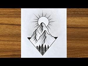 How to draw beautiful mountain scenery || Easy scenery drawing || Easy drawing ideas for beginners