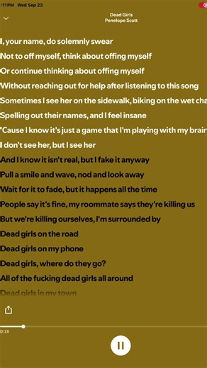 Song: Dead girls by: Penelope Scott