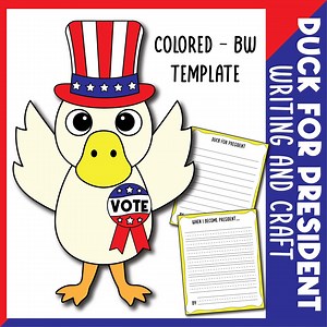 Duck for President Craft | Election Day Voting Activities for Kindergarten, 1st - Etsy Australia