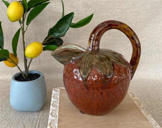 Vintage Italian Majolica Style Ceramic Strawberry Pitcher - Etsy