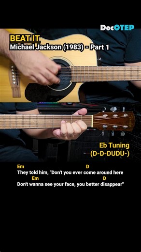 22K views · 263 reactions | Beat It - Michael Jackson (1983) Easy Guitar Chords Tutorial with Lyrics Part 1 SHORTS REELS  #DocOTEPStudio #Guitar #GuitarTutorial #ChordsAndLyrics | Doc OTEP Studio | Facebook