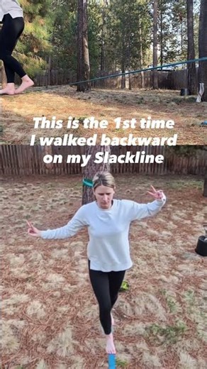 1st time I walk backward on slackline #shorts #slackline #backwards