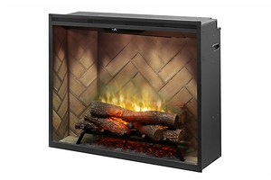 Dimplex Revillusion Portrait 36 inch Built-In Electric Firebox w/ Glass and Plug Kit | Herringbone Brick